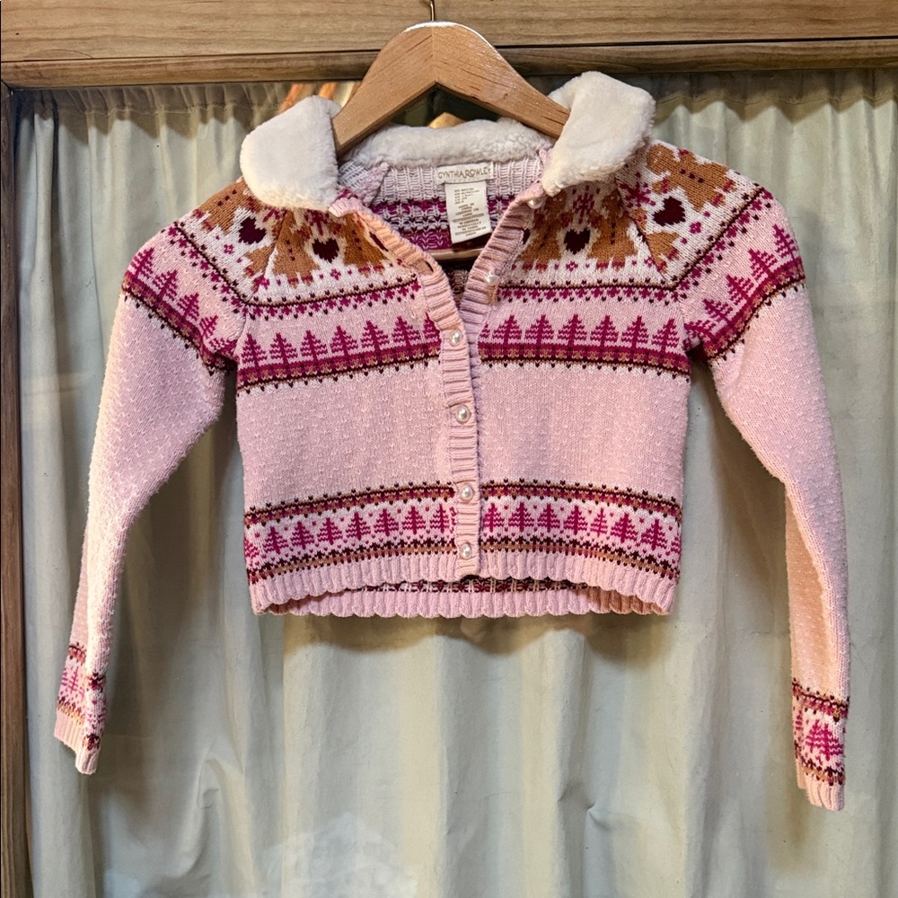 Cynthia Rowley Pink and Brown Kids Sweater 7/8